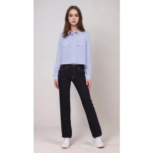 Tecovas Denim - Tecovas Straight Jeans Women's 27 Blue Dark Wash High Rise Stretch Denim Western